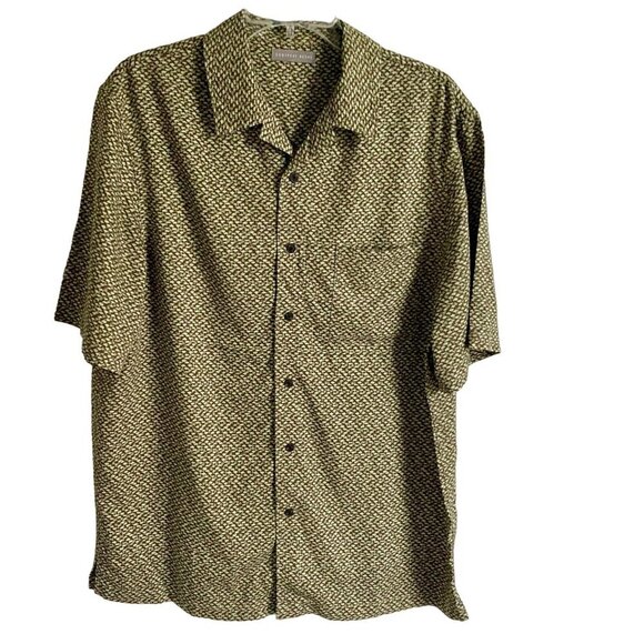 Geoffrey Beene Green Short Sleeve Button Down Shirt Men's Large - Picture 1 of 9